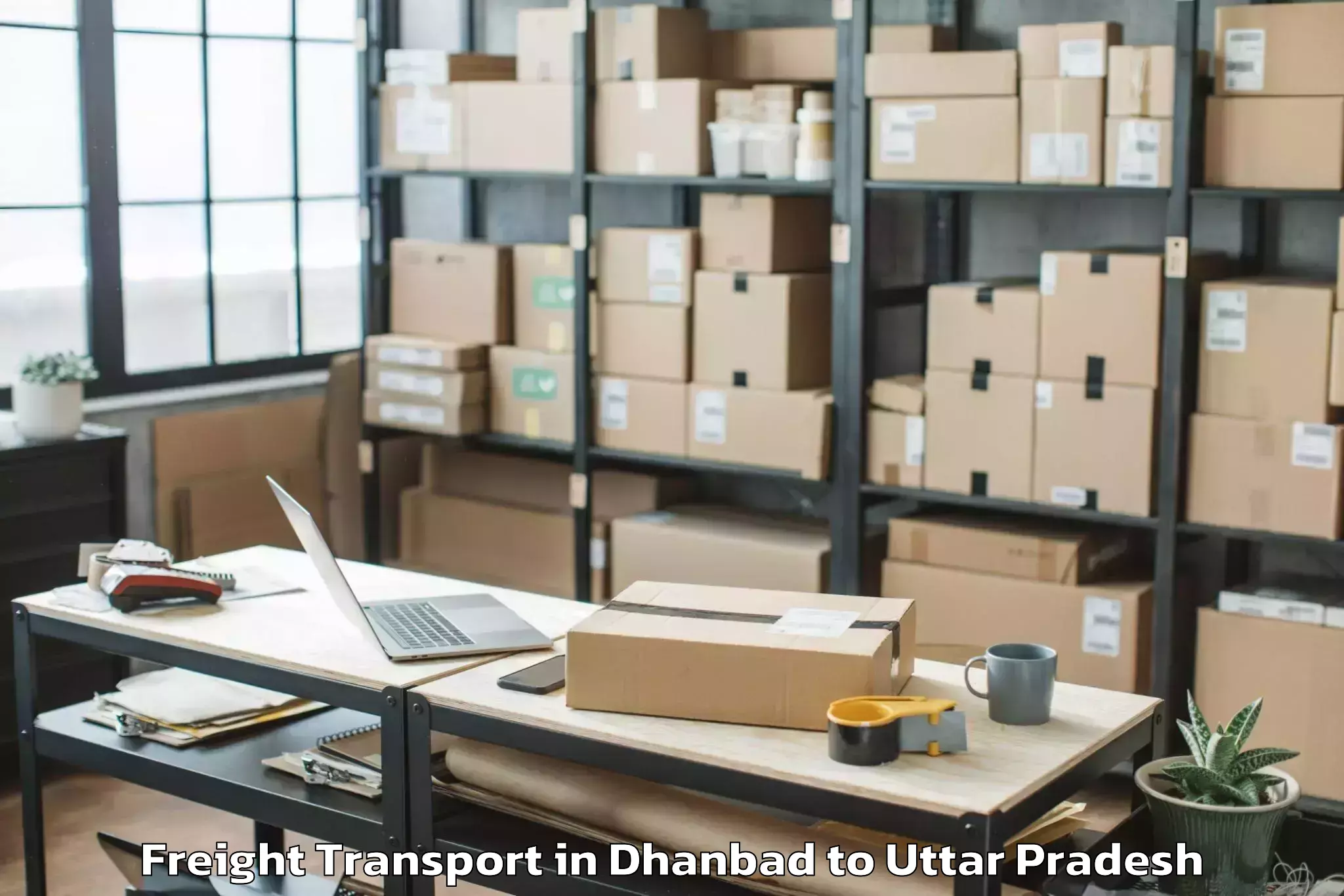 Top Dhanbad to Dudhinagar Freight Transport Available